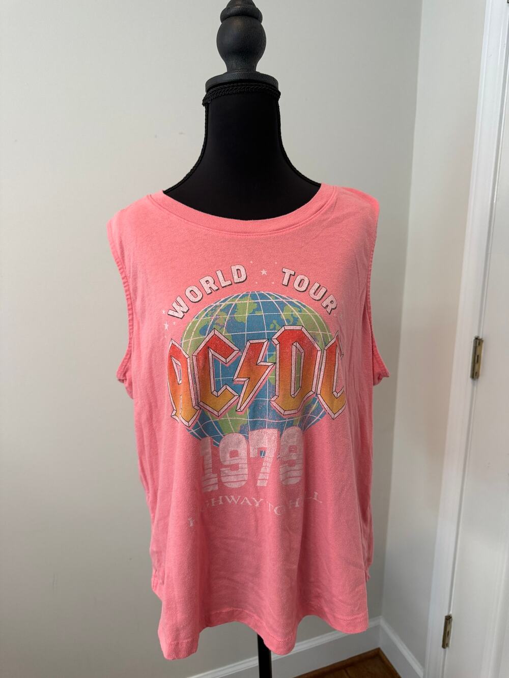 Pink AC/DC "Highway to Hell 1979 World Tour" Vintage Tank Top